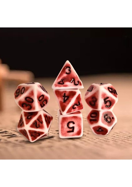 Akrilik Polyhedral Zar Aile Oyunları Için Kırmızı