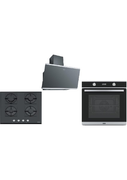 Ankastre Set ( Fpj 615 Ss Davlumbaz - Fhns 604 4g Bk C Ocak - Fsm 86 H Xs Bk)