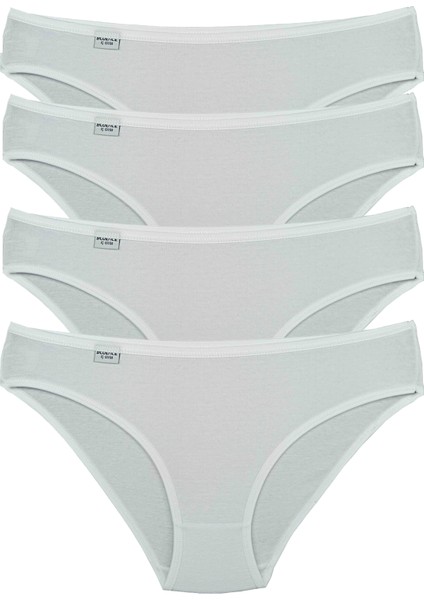 Beyaz Düşük Bel Likralı Pamuklu Slip 4 Adet