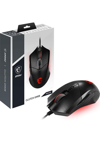 Gg Clutch GM08 Gamıng Mouse 4.200 Dpı Pıxart PAW3519 Optık Sensor Red LED 1.8m Kablo Ayarlanabılır Agırlık Altın Kaplama USB Baglantı Oyuncu Faresı