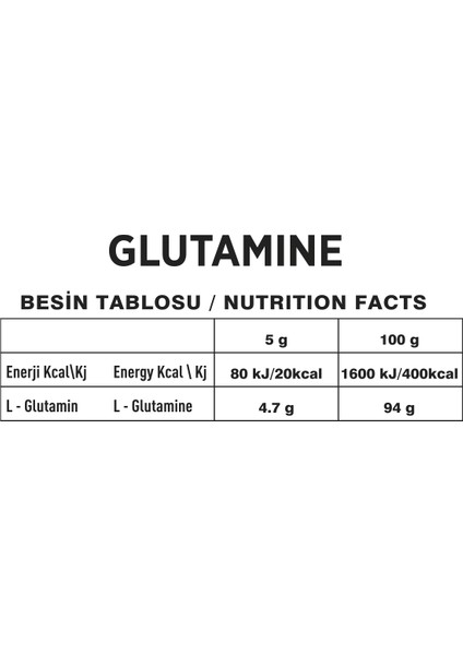 Glutamine Powder 100 gr 20 Servis Aromasız