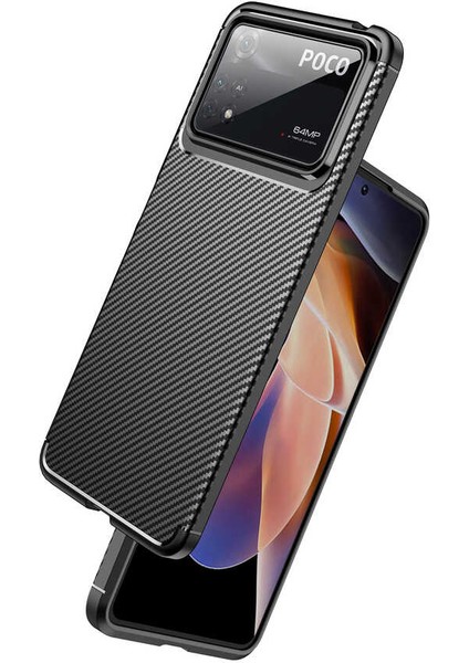 Xiaomi Poco X4 Pro 5g Kılıf Karbon Dokulu Silikon