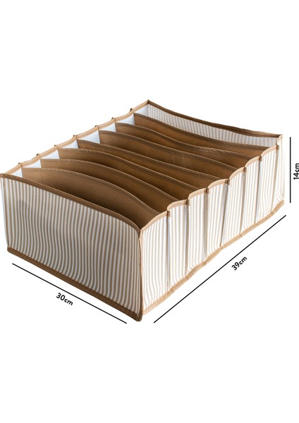 8 Gözlü Çekmece Içi Bej Çizgili Düzenleyici Organizer - Xlarge 30 x 39 x 14 cm indirimleri