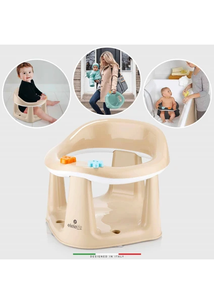 Elelelife 2in1 Vakum Bebek Banyo Oturağı ve Mama Oturağı Krem