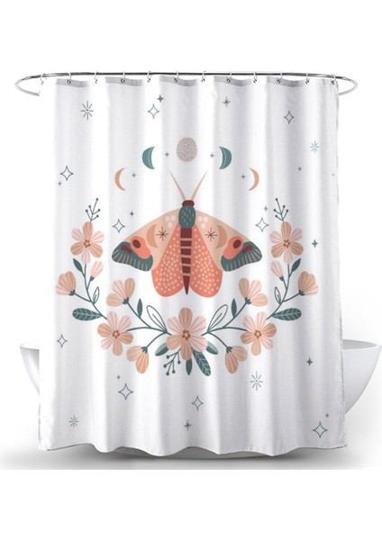 12 Kancalı Yıkanabilir Su Geçirmez Banyo Perdesi - Beyaz (Yurt Dışından)