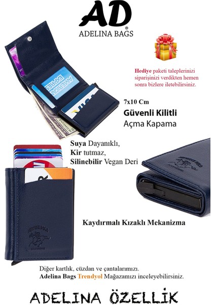 Nws-Newish Adelina Unisex Suni Deri Mekanizmalı Otomatik Kızaklı Kartlık Cüzdan (7CMX10CM)