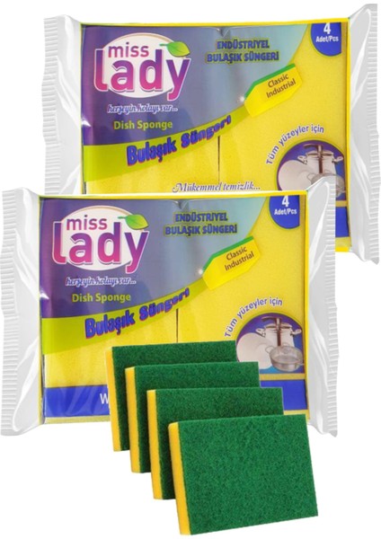 4'lü Endüstriyel Temizlik Süngeri 2'li Paket