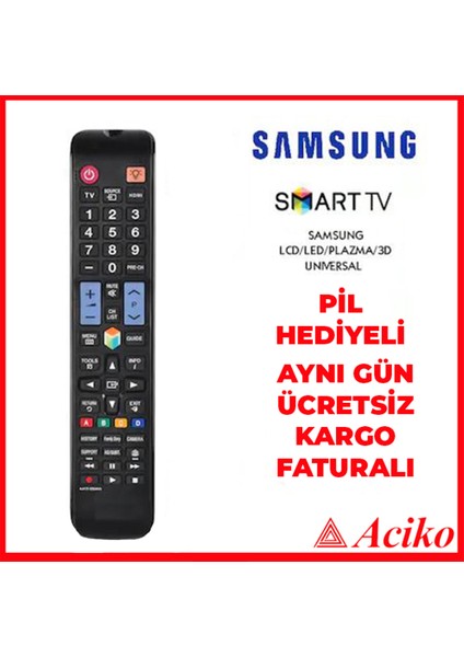 Tuşlu Samsung Uyumlu Akıllı Tv Kumandası Led-Lcd Kumanda