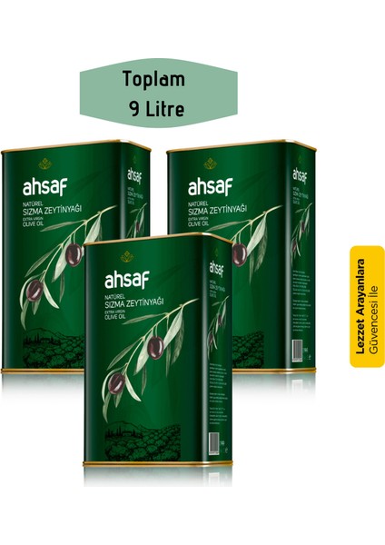 Natürel Sızma Zeytinyağı 3L-Teneke (3'lü Ekonomik Paket)