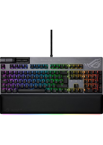 ASUS ROG STRIX FLARE II RED ANIMATE RGB OYUNCU KLAVYESİ DEĞİŞTİRİLEBİLİR ROG NX RED SWITCH LEDLİ EKRAN MEDYA KONTROLLERİ USB VE BİLEK DAYAMA