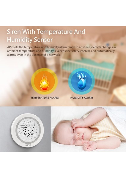 NAS-AB02WT Wifi Siren Alarm Sensörü - Beyaz (Yurt Dışından)