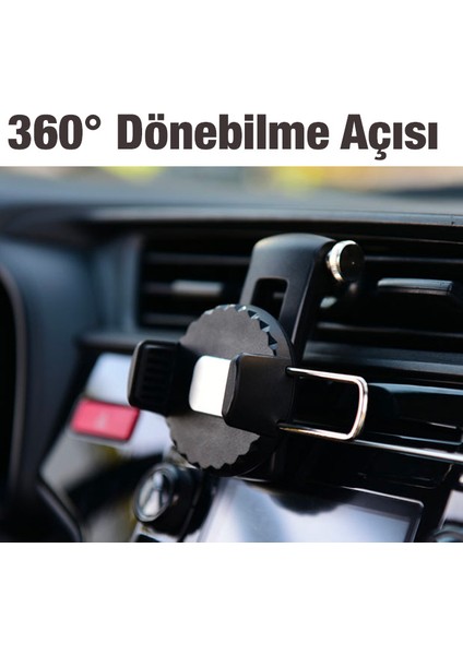 360 Dönebilen Araç Klima Havalandırma Bölmesi Kancalı Telefon Tutucu