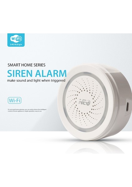 NAS-AB02W Wifi USB Siren Alarm Sensörü - Beyaz (Yurt Dışından)