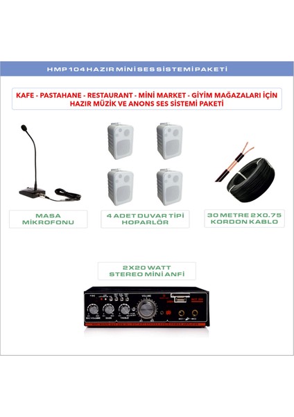 HMP 103 Hazır Mini Ses Sistemi Paketi 1 fiyatları