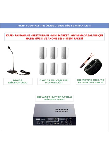 HMP 109 Hazır Bölgeli Ses Sistemi Paketi 3 fiyatları