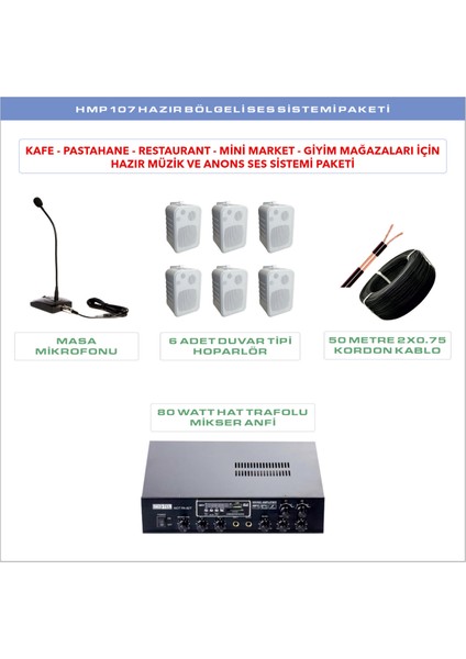 HMP 107 Hazır Bölgeli Ses Sistemi Paketi 1 fiyatları