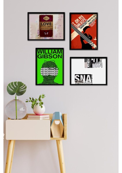 Modern 4 Parça Çerçeve Görünümlü Set Tablo