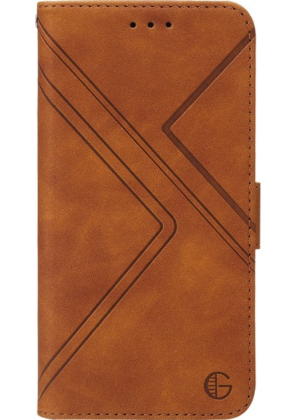 Geometrik Çizgi Pu Kılıfı Foriphone 13 Pro Brown