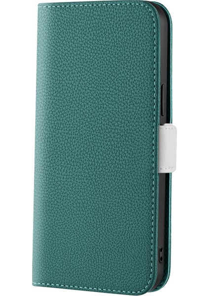Apple iPhone 13 Pro Dark Green Için Litchi Doku Kılıfı