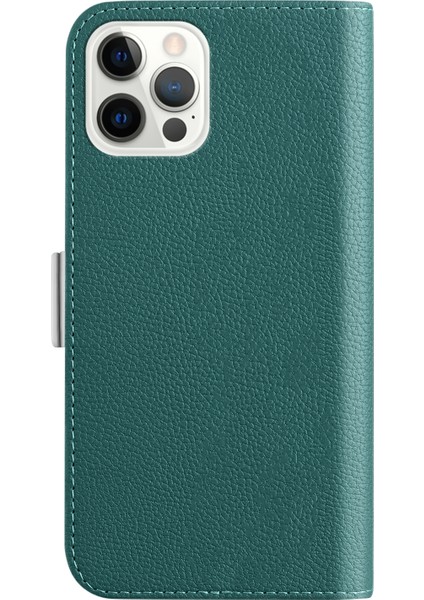 Apple iPhone 13 Pro Dark Green Için Litchi Doku Kılıfı fırsatları