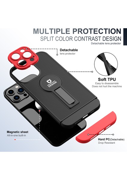 Apple iPhone 13 Pro Black+Red Için Tpu+Pc Kılıfı fiyatları