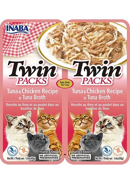 Ciao Inaba Twin Packs Ton Balıklı ve Tavuklu Kedi Çorbası 2 x 40 G