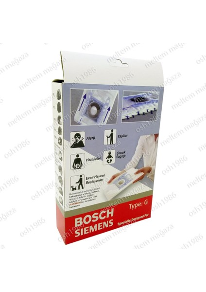 Siemens Uyumlu Vsz 4.... Serie Elektrikli Süpürge Type G Toz Torbası