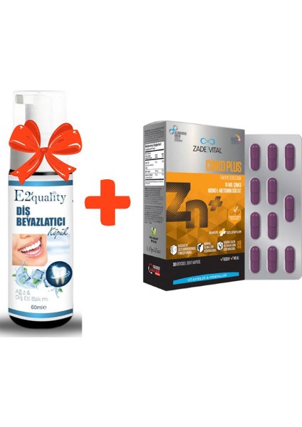 E2'Quality Diş Beyazlatıcı Köpük + Zade Vital Zink Plus Çinko Plus 30 Kapsül