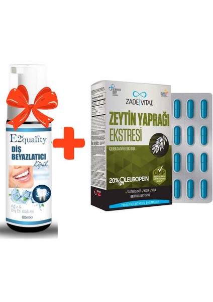 E2'Quality Diş Beyazlatıcı Köpük + Zade Vital Zeytin Yaprağı Ekstresi 60 Kapsül
