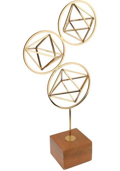 Lucky Art Gold Metal 3'lü Halka Dekor 56CM