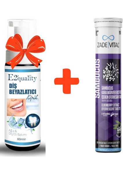 E2'Quality Diş Beyazlatıcı Köpük + Zade Vital Sambucus Nigra Efervesan 20 Tablet Kara Mürver Ekstresi Ve C Vitamini Desteği