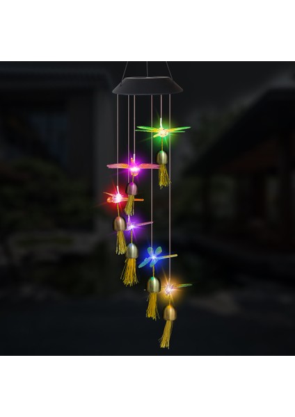 Dragonfly Solar Wind Chime LED Renk Değişen Dış Mekan Dize Işık Bahçe Dekorasyonu ve Aile Yemeği Dekorasyonu Için Uygundur(Yurt Dışından)