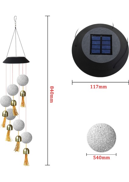 Kristal Top LED Güneş Rüzgar Çanı Işık Dize Çan Asılı Mobil Renk Değiştirme Suya Dayanıklı Açık Bahçe Dekoratif Işık(Yurt Dışından)