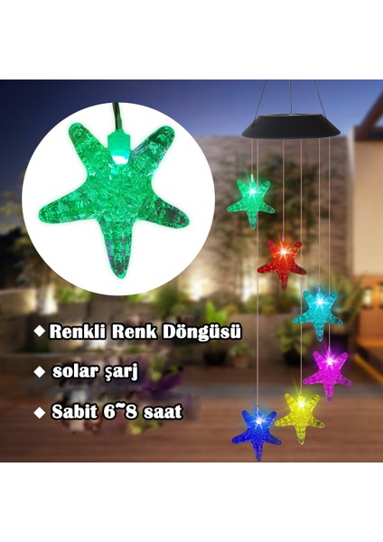 LED Güneş Denizyıldızı Rüzgar Çanları 6 Asılı Işık Dize Renk Değişen Top Rüzgar Çanları Ev Bahçe Dekorasyonu Için(Yurt Dışından)