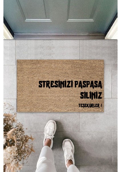 Dormot Home Modern Kapı Önü Paspası - Stresinizi Paspasa Siliniz Temalı - Özel Tasarım Paspas