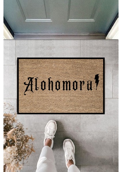 Modern Dijital Baskı - Harry Potter Alohomora Temalı Kapı Önü Paspası - Dekoratif Kapı Önü Paspası