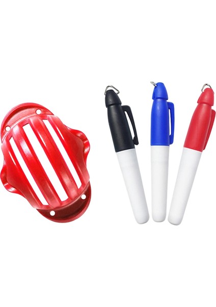 Golf Topu Liner Marker Çizgi Çizim Şablonu Hizalama Stencil Koyarak Aıds 3 Kalem ile Kırmızı (Yurt Dışından)