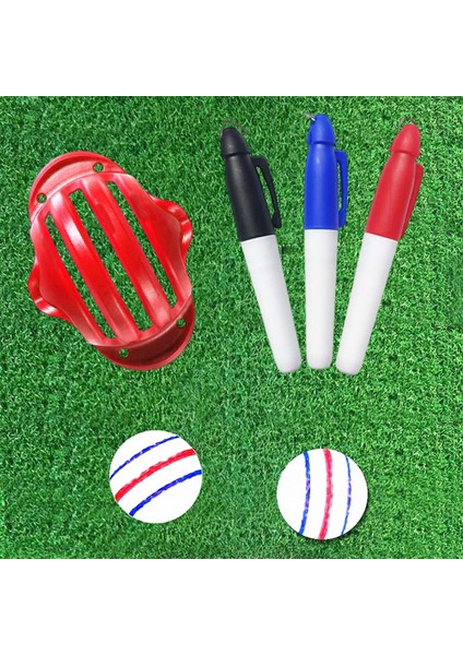 Golf Topu Liner Marker Çizgi Çizim Şablonu Hizalama Stencil Koyarak Aıds 3 Kalem ile Kırmızı (Yurt Dışından) fırsatları