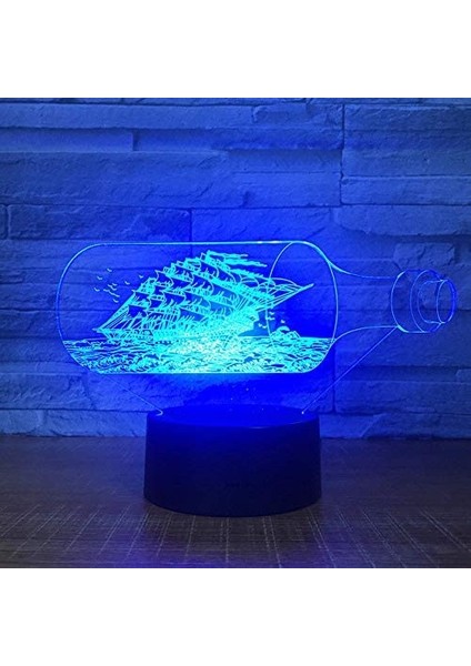 3D Renk Değiştiren Gece Lambası Siyah (Yurt Dışından)