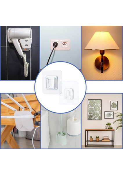 Buffer® Eşya Sabitleme Askısı 10 Çift Şeffaf Çift Taraflı Yapışkanlı Geçmeli Klips