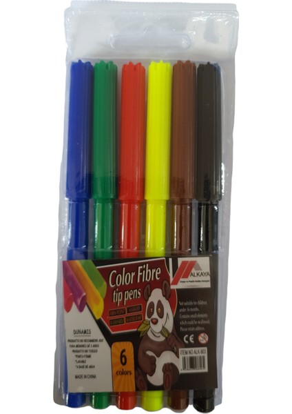6 Renk Keçeli Boya Kalem Seti 6'lı Paket