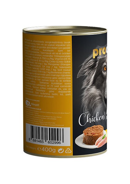 Adult Tavuklu Yetişkin Köpek Konservesi 24X400 gr