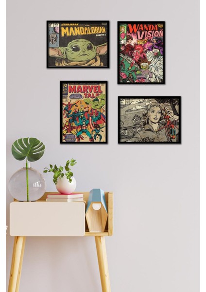 Marvel 4 Parça Çerçeve Görünümlü Set Tablo