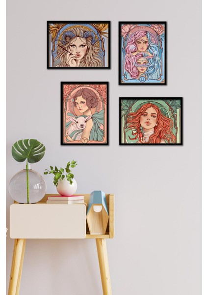 Popart 4 Parça Çerçeve Görünümlü Set Tablo