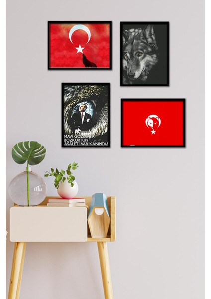 Bozkurt 4 Parça Çerçeve Görünümlü Set Tablo