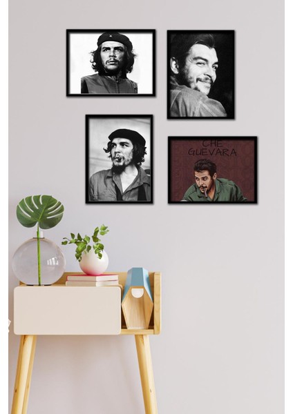 Cheguevara 4 Parça Çerçeve Görünümlü Set Tablo