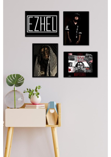 Ezhel 4 Parça Çerçeve Görünümlü Set Tablo