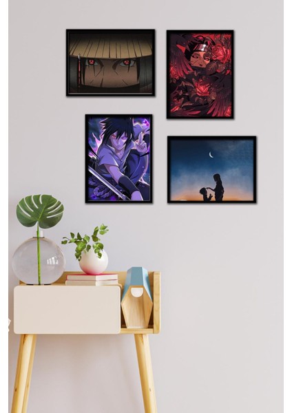 Ithachi Sasuke 4 Parça Çerçeve Görünümlü Set Tablo