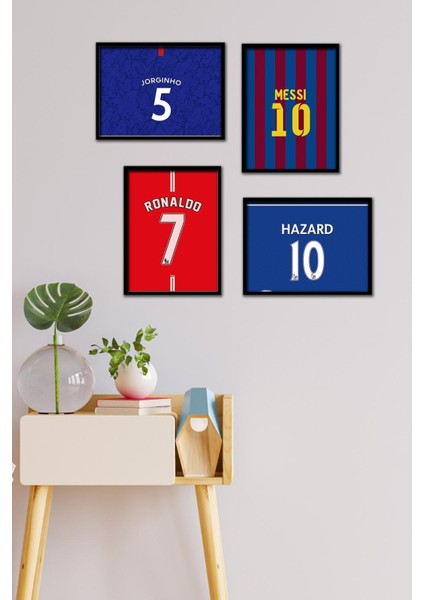 Futbolcu Formaları 4 Parça Çerçeve Görünümlü Set Tablo
