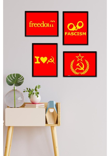 Freedom 4 Parça Çerçeve Görünümlü Set Tablo